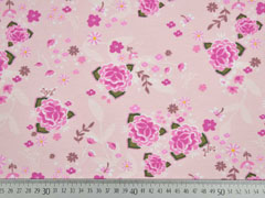 Jersey Blumen Bl�tter Asia Look, rosa