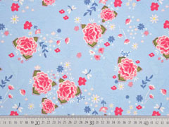 Jersey Blumen Bl�tter Asia Look, hellblau