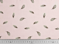 Baumwollstoff Federn, rosa