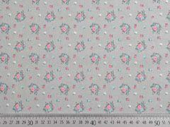 Baumwollstoff Blumenbouquet, grau