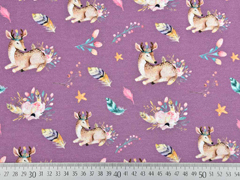 Jersey Rehe Boho Digitaldruck, dunkles flieder