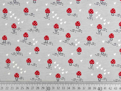 Jersey rote Pilze Herzen, hellgrau