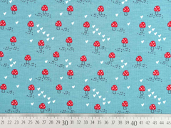 Jersey rote Pilze Herzen, aquamarin