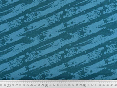 Sweatstoff Striche Sterne, mint petrol