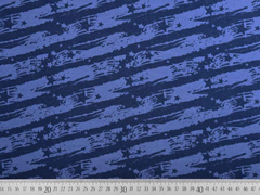 Sweatstoff Striche Sterne, jeansblau dunkelblau