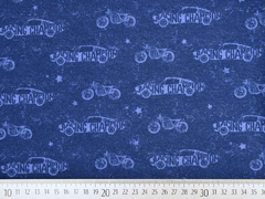 Sweatstoff Autos und Motorr�der, hellblau dunkelblau