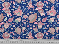 French Terry Sweatstoff Blumen, altrosa dunkelblau