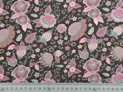 French Terry Sweat Blumen, altrosa mattes Braun