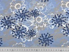 Sweatstoff French Terry Sternblumen,dunkelblau hellblau grau