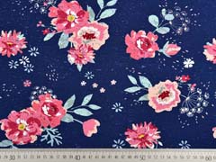 Sweat French Terry Blumen, altrosa marineblau