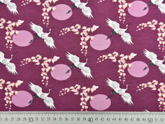 French Terry Sweat Kraniche Bl�ten Kreise, apricot bordeaux