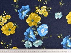 RESTST�CK 36 cm Sweat Jeanslook gro�e herbstliche Blumen angeraut, dunkelblau