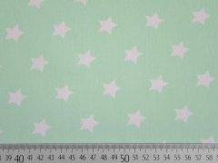 RESTST�CK 30 CM Baumwolle Sterne 2 cm, weiss auf mint