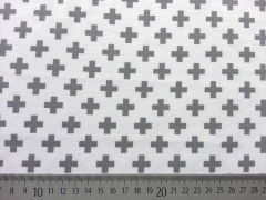 Jersey mit kleinen Kreuzen, grau auf weiss