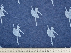 French Terry Glitzer Ballerina, jeansblau