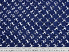 Baumwollstoff Kompass,wei� dunkelblau