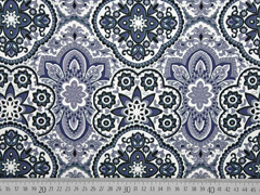 Baumwollsatin Stretch Ornamente, grau wei�