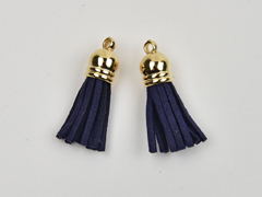Quaste Wildleder Imitat, dunkelblau gold