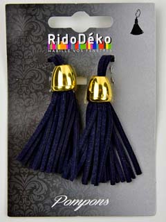 Quaste Anh�nger Wildlederimitat 7cm gold dk-blau