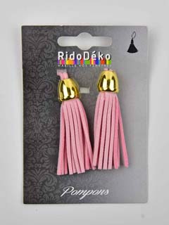 Quaste Anh�nger Wildleder Imitat 7 cm, gold rosa