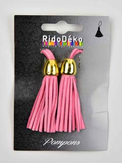 Quaste Anh�nger Wildlederimitat 7cm gold hellpink