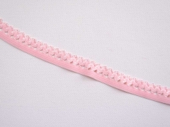 elastisches Band mit R�schenrand 1.5 cm, rosa