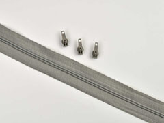 1 Meter endlos Rei�verschluss 3 mm + 3 Schieber, taupe