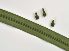 1 Meter endlos Rei�verschluss 3 mm + 3 Schieber, khaki