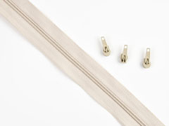 1 Meter endlos Rei�verschluss 3 mm + 3 Schieber, natur