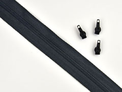 1 Meter endlos Rei�verschluss 3 mm + 3 Schieber, schwarz