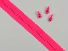 1 Meter endlos Rei�verschluss 3 mm + 3 Schieber, neonpink
