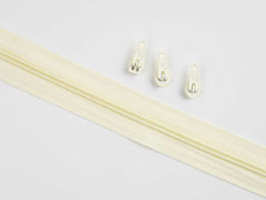 1 Meter endlos Rei�verschluss 5 mm + 3 Schieber, cremewei�