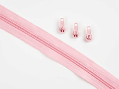 1 Meter endlos Rei�verschluss 5 mm + 3 Schieber, helles altrosa