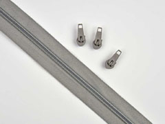 1 Meter endlos Rei�verschluss 5 mm + 3 Schieber, taupe
