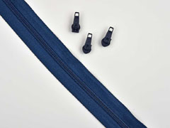 1 Meter endlos Rei�verschluss 5 mm + 3 Schieber, indigo blau