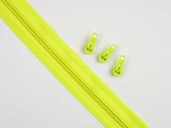 1 Meter endlos Rei�verschluss 5 mm + 3 Schieber, neongelb