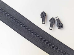 1 Meter endlos Rei�verschluss 5 mm + 3 Schieber, dunkelgrau