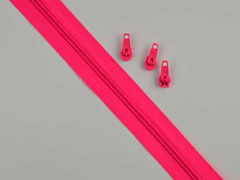 1 Meter endlos Rei�verschluss 5 mm + 3 Schieber, neonpink
