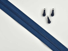 1 Meter endlos Rei�verschluss 3 mm + 3 Schieber, indigo blau