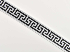 Jacquard Webband Labyrinth Greek Style, schwarz wei�
