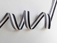 Webband Streifen 15 mm, grau wei� schwarz