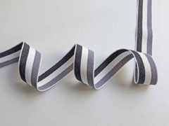 Webband Streifen 25 mm, grau wei� schwarz