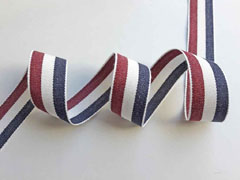 Webband Streifen 25 mm, dunkelrot wei� navy