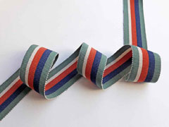 Ripsband Streifen 35 mm, dunkelmint dunkelblau orangerot