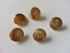 5 maritime Kn�pfe mit Anker, 20mm, goldfarben