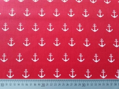 Baumwollstoff Anchor Party wei�er Anker auf rot