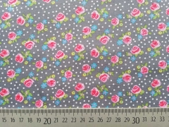 Baumwolle Mini Rosen, grau-pink