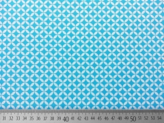 Popelin Rauten & Kreise, t�rkis/weiss