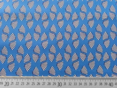 Baumwollstoff Muscheln Seaside Blue Shells Hilco, mittelblau