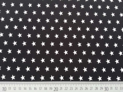 Popelin Sterne 1 cm weiss auf schwarz
